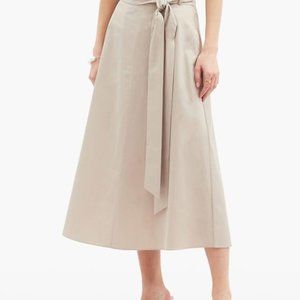 Tibi belted organic cotton-poplin midi skirt in size 2